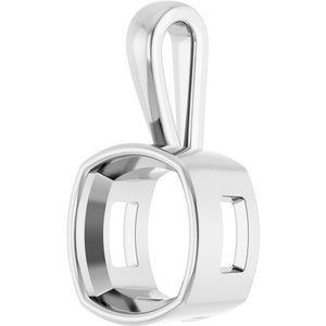 18K Palladium White Gold 14x14 mm Cushion Charm/Pendant Mounting – image 4