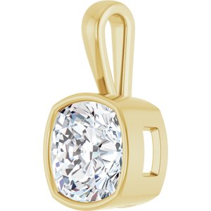 14K Yellow Gold 14x14 mm Cushion Charm/Pendant Mounting – image 3