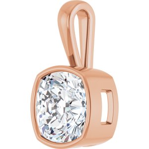 14K Rose Gold 14x14 mm Cushion Charm/Pendant Mounting – image 3