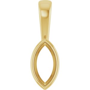 18K Yellow Gold 8x4 mm Marquise Charm/Pendant Mounting – image 2