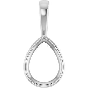 18K White Gold 16x12 mm Pear Charm/Pendant Mounting – image 2