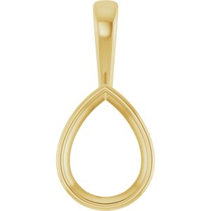 14K Yellow Gold 16x12 mm Pear Charm/Pendant Mounting – image 2