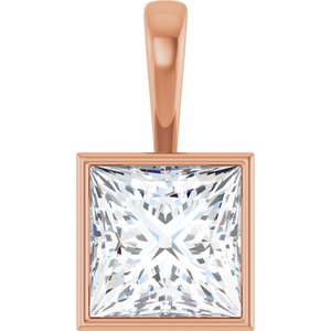 14K Rose Gold 12x12 mm Square Charm/Pendant Mounting