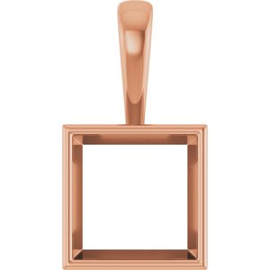 10K Rose Gold 12x12 mm Square Charm/Pendant Mounting – image 2