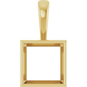 14K Yellow Gold 12x12 mm Square Charm/Pendant Mounting – image 2