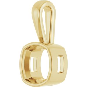 14K Yellow Gold 9x9 mm Cushion Charm/Pendant Mounting – image 4
