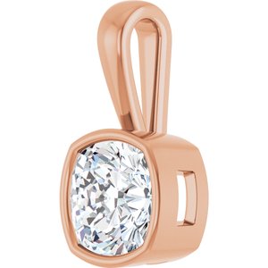 14K Rose Gold 9x9 mm Cushion Charm/Pendant Mounting – image 3