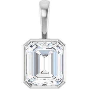 Sterling Silver 13x11 mm Emerald Charm/Pendant Mounting