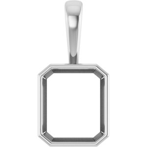 10K White Gold 13x11 mm Emerald Charm/Pendant Mounting – image 2