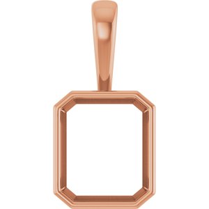 14K Rose Gold 13x11 mm Emerald Charm/Pendant Mounting – image 2