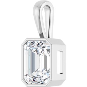 18K White Gold 13x11 mm Emerald Charm/Pendant Mounting – image 3