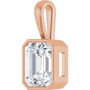 14K Rose Gold 13x11 mm Emerald Charm/Pendant Mounting – image 3