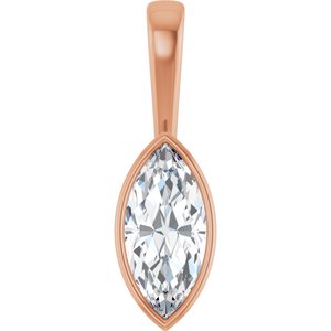 18K Rose Gold 15x7 mm Marquise Charm/Pendant Mounting