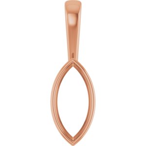 14K Rose Gold 15x7 mm Marquise Charm/Pendant Mounting – image 2