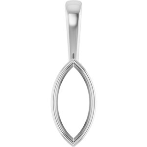 10K X1 White Gold 15x7 mm Marquise Charm/Pendant Mounting – image 2