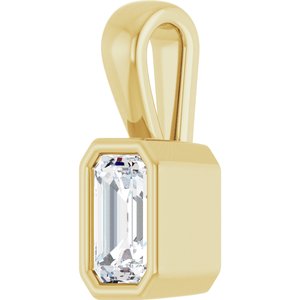 14K Yellow Gold 5x3 mm Emerald Charm/Pendant Mounting – image 3