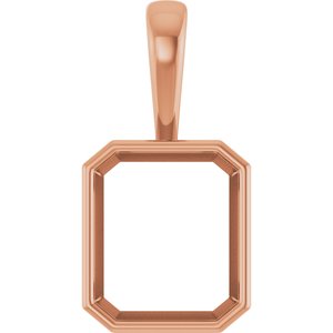 14K Rose Gold 14x12 mm Emerald Charm/Pendant Mounting – image 2