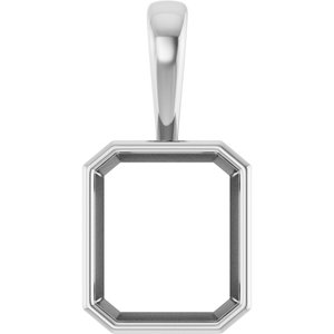 18K Palladium White Gold 14x12 mm Emerald Charm/Pendant Mounting – image 2