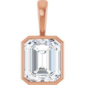 14K Rose Gold 14x12 mm Emerald Charm/Pendant Mounting
