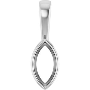 18K White Gold 9x4.5 mm Marquise Charm/Pendant Mounting – image 2