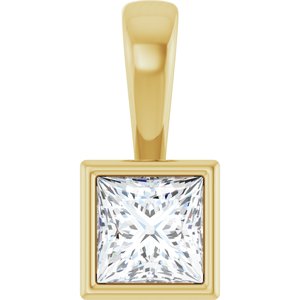 18K Yellow Gold 4.5x4.5 mm Square Charm/Pendant Mounting