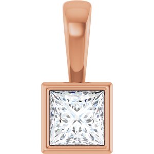 10K Rose Gold 4.5x4.5 mm Square Charm/Pendant Mounting