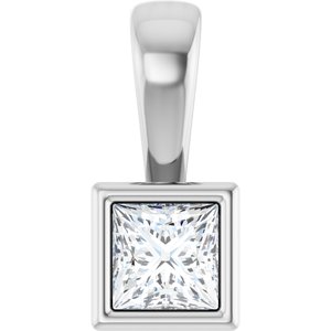 14K White Gold 3.25x3.25 mm Square Charm/Pendant Mounting