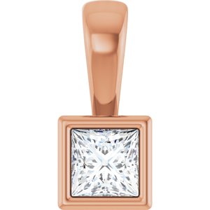 10K Rose Gold 3.25x3.25 mm Square Charm/Pendant Mounting