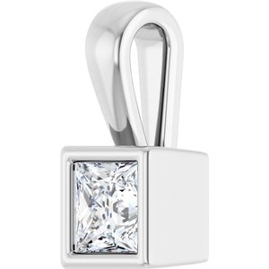 18K Palladium White Gold 3.75x3.75 mm Square Charm/Pendant Mounting – image 3