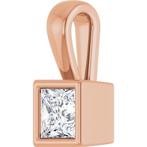14K Rose Gold 3.75x3.75 mm Square Charm/Pendant Mounting – image 3
