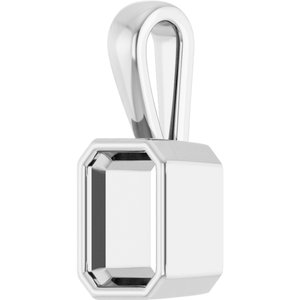 14K White Gold 7x5 mm Emerald Charm/Pendant Mounting – image 4