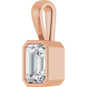 10K Rose Gold 7x5 mm Emerald Charm/Pendant Mounting – image 3