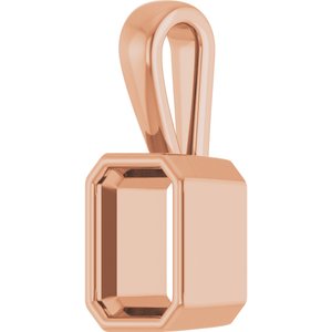 14K Rose Gold 7x5 mm Emerald Charm/Pendant Mounting – image 4