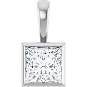 14K X1 White Gold 8x8 mm Square Charm/Pendant Mounting