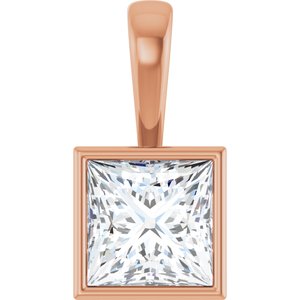 18K Rose Gold 8x8 mm Square Charm/Pendant Mounting