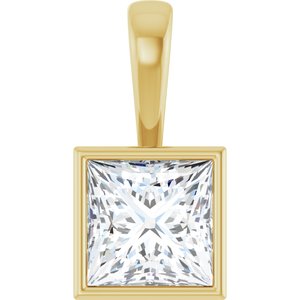14K Yellow Gold 8x8 mm Square Charm/Pendant Mounting