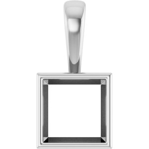 18K Palladium White Gold 8x8 mm Square Charm/Pendant Mounting – image 2