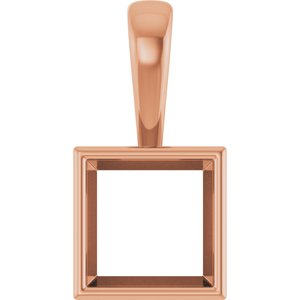 14K Rose Gold 8x8 mm Square Charm/Pendant Mounting – image 2