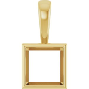 14K Yellow Gold 8x8 mm Square Charm/Pendant Mounting – image 2