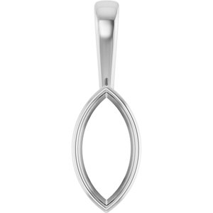 10K White Gold 14x7 mm Marquise Charm/Pendant Mounting – image 2