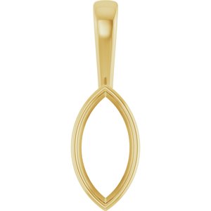 14K Yellow Gold 14x7 mm Marquise Charm/Pendant Mounting – image 2