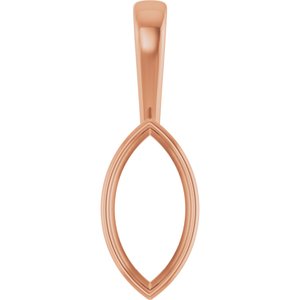 18K Rose Gold 16x8 mm Marquise Charm/Pendant Mounting – image 2