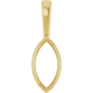 18K Yellow Gold 16x8 mm Marquise Charm/Pendant Mounting – image 2