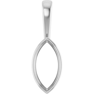 10K White Gold 16x8 mm Marquise Charm/Pendant Mounting – image 2