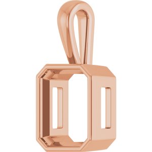 14K Rose Gold 14x12 mm Emerald Charm/Pendant Mounting – image 4