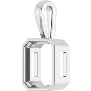 10K White Gold 14x12 mm Emerald Charm/Pendant Mounting – image 4