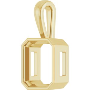 10K Yellow Gold 14x12 mm Emerald Charm/Pendant Mounting – image 4