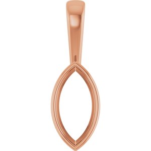 18K Rose Gold 12x6 mm Marquise Charm/Pendant Mounting – image 2
