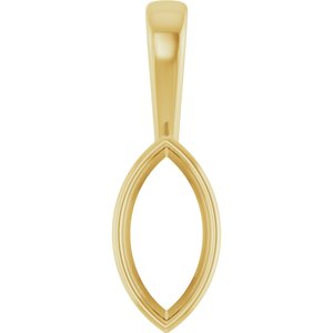 14K Yellow Gold 12x6 mm Marquise Charm/Pendant Mounting – image 2