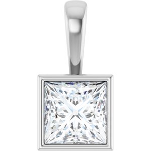 18K Palladium White Gold 7.5x7.5 mm Square Charm/Pendant Mounting